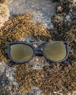 Elegant Butterfly Bamboo Sunglasses | Black Frame, Gold Polarized Floating