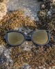 Elegant Butterfly Bamboo Sunglasses | Black Frame, Gold Polarized Floating
