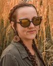 Elegant Butterfly Bamboo Sunglasses | Black Frame, Gold Polarized Floating