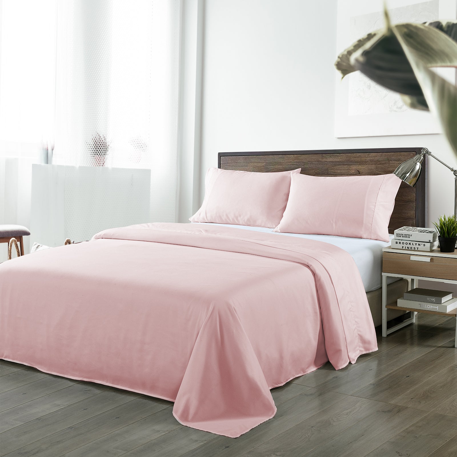 NNEDSZ Comfort Bamboo Blended Sheet & Pillowcases Set 1000TC Ultra Soft Bedding King Bubble Bath
