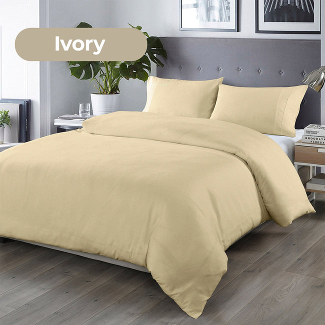 NNEDSZ Comfort Bamboo Blended Quilt Cover Set 1000TC Ultra Soft Luxury Bedding Double Ivory