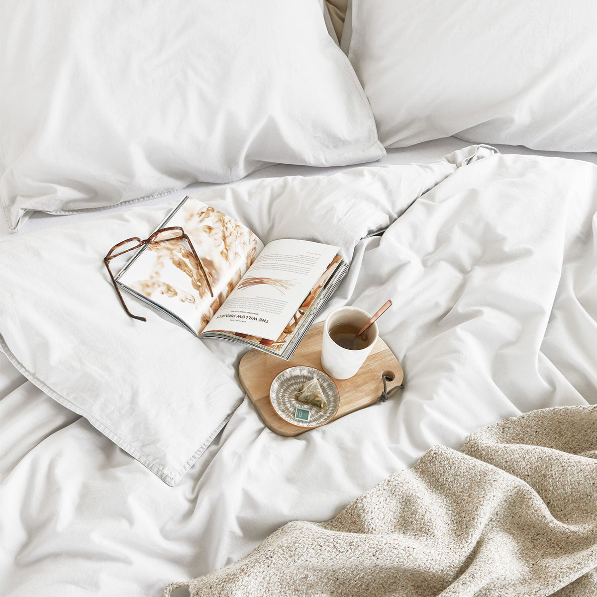 NNEDSZ Bedding House Organic Cotton Basic White Quilt Cover Set King