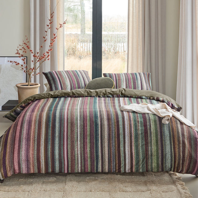 NNEDSZ Bedding House Roman Multi Cotton Stripe Quilt Cover Set Queen