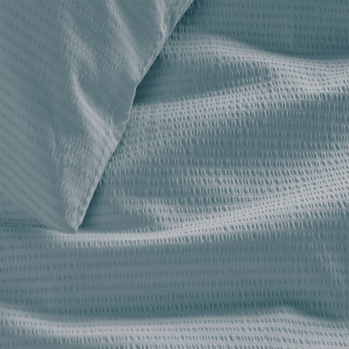 NNEDSZ Bedding House Summer Blue Grey Seersucker Cotton Quilt Cover Set King