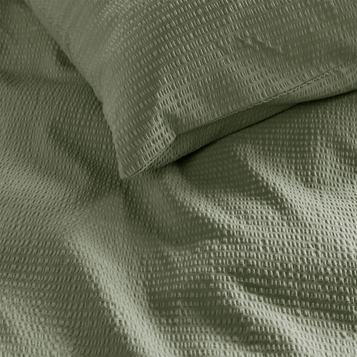NNEDSZ Bedding House Summer Green Seersucker Cotton Quilt Cover Set King
