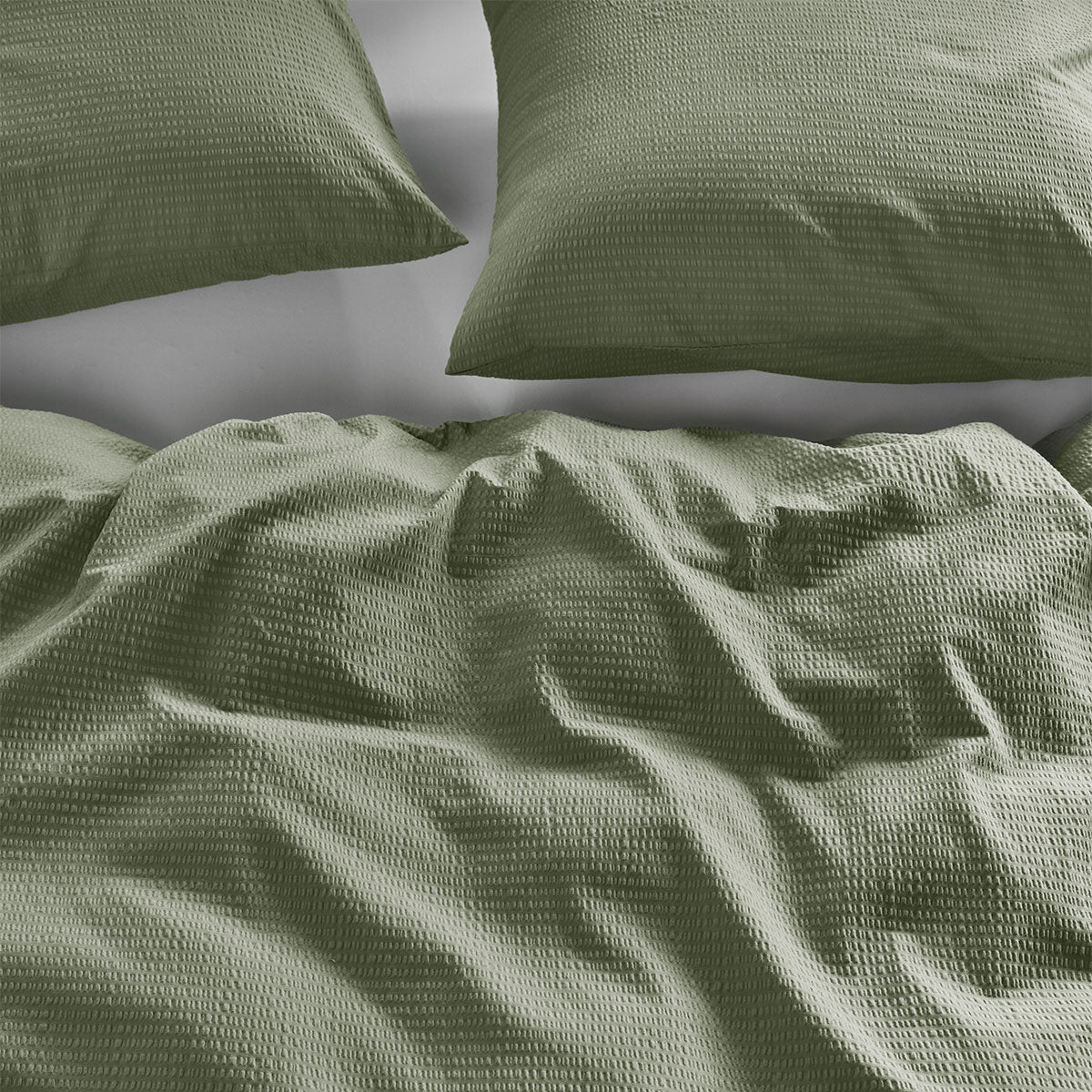 NNEDSZ Bedding House Summer Green Seersucker Cotton Quilt Cover Set King