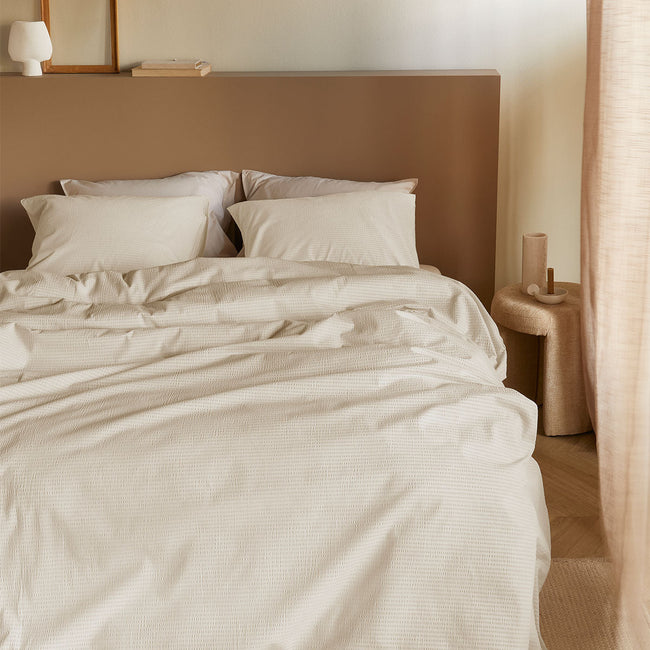NNEDSZ Bedding House Summer Sand Seersucker Cotton Quilt Cover Set Queen