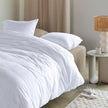 NNEDSZ Bedding House Summer White Seersucker Cotton Quilt Cover Set Queen