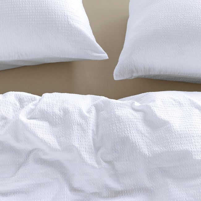 NNEDSZ Bedding House Summer White Seersucker Cotton Quilt Cover Set Queen