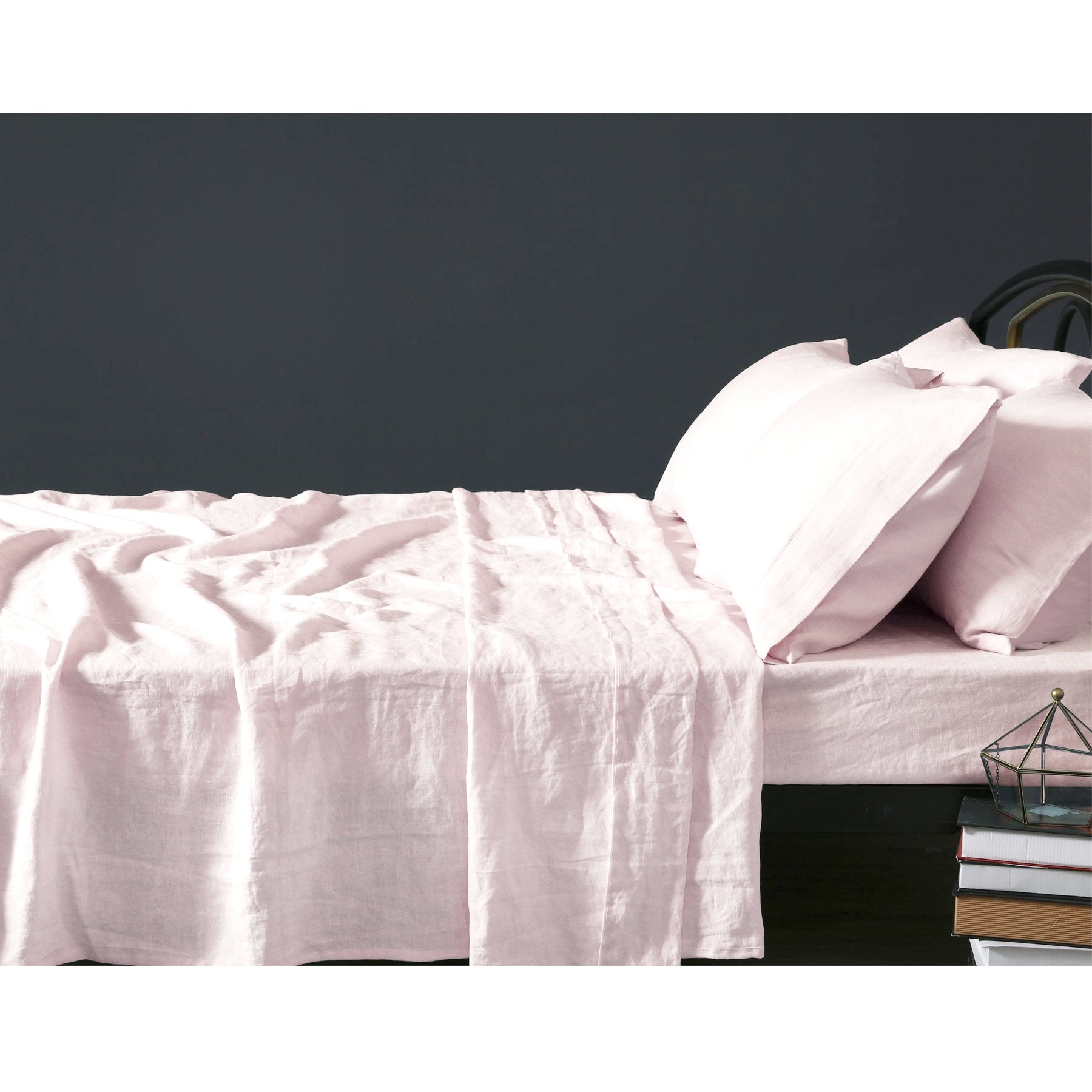 NNEDSZ Vintage Design Homewares 100% Linen Blush Sheet Set KING-0