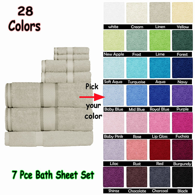 NNEDSZ 550gsm Cotton 7 Pce Bath Sheet Set Linen-1