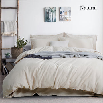 NNEDSZ luxurious linen cotton quilt cover set queen natural-0