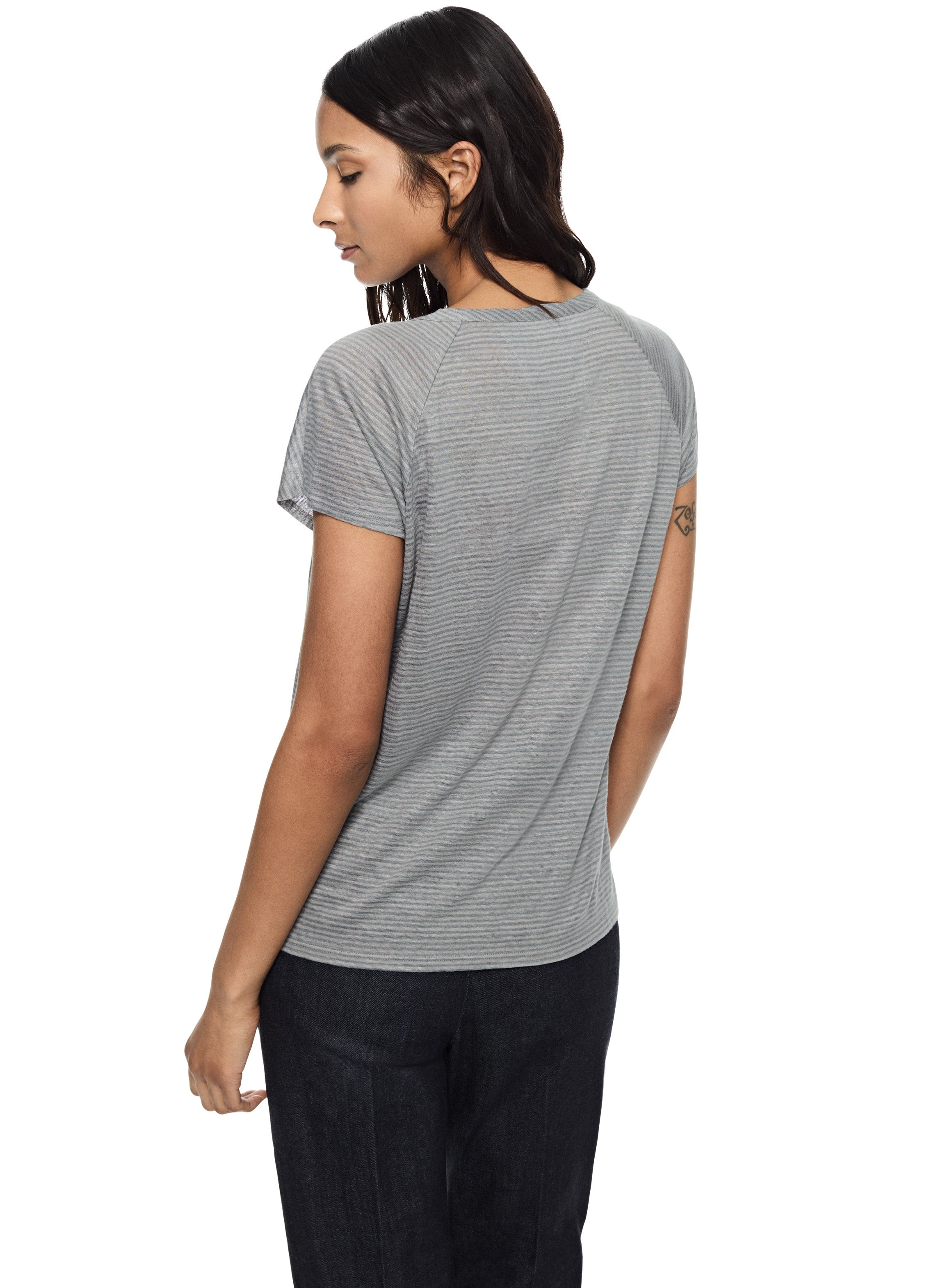 Linen Stripe Pocket Tee (Blue Slate)-3