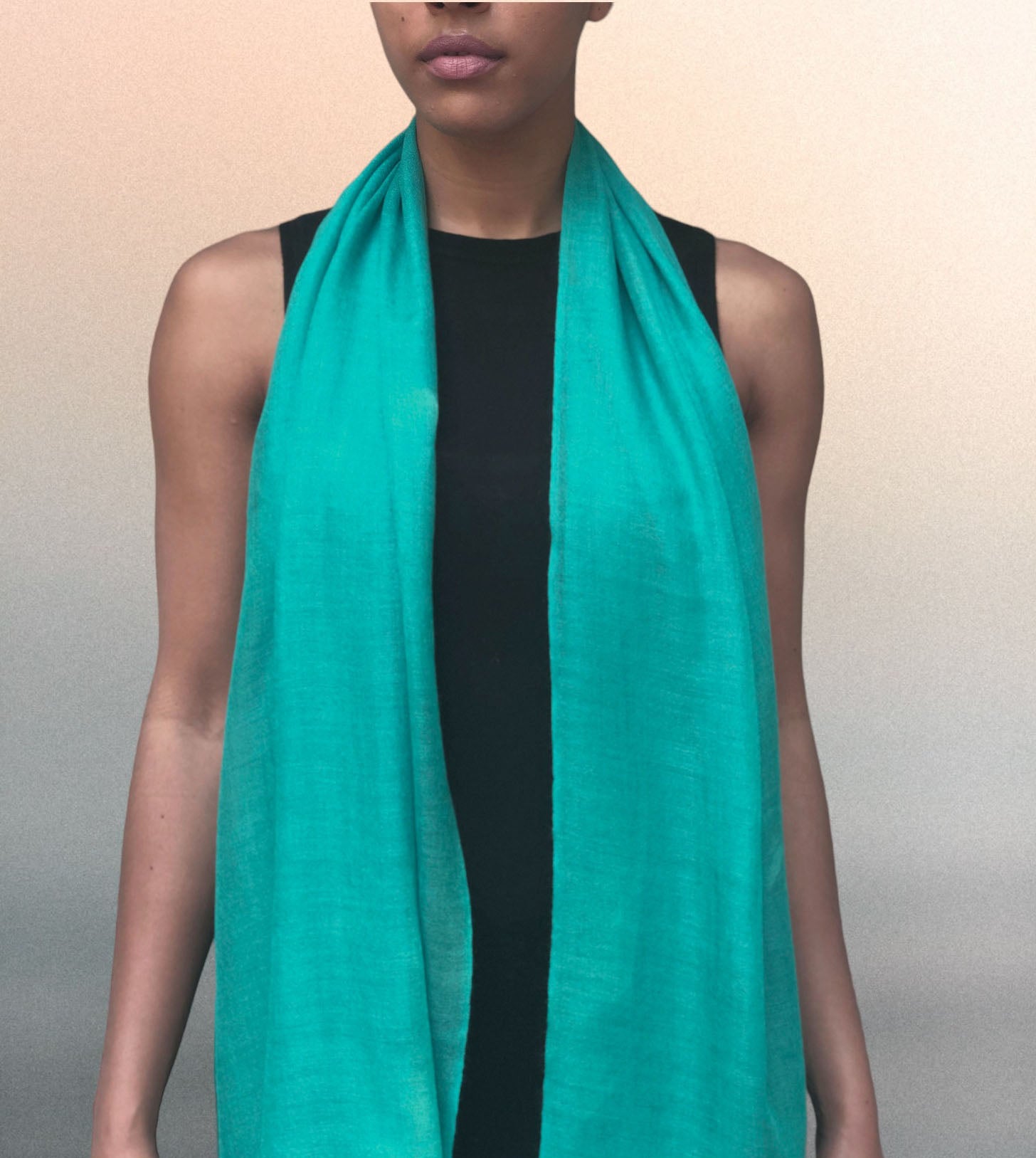 Teal Featherlight Solid Wool Scarf-5