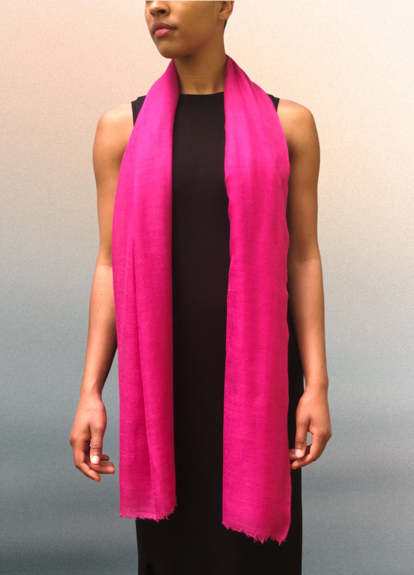 Fuchsia Solid Wool Lightweight Scarf-2