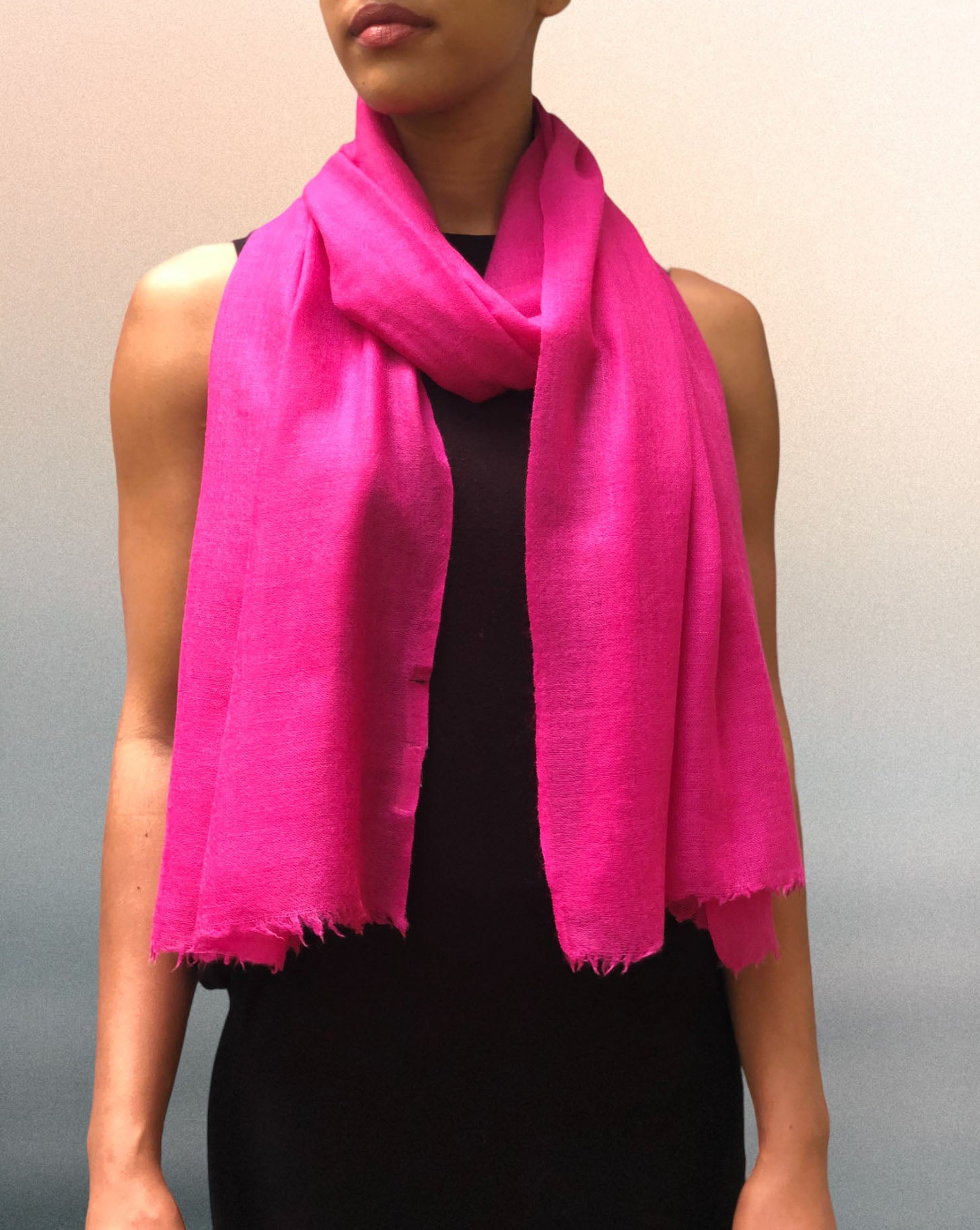 Fuchsia Solid Wool Lightweight Scarf-0