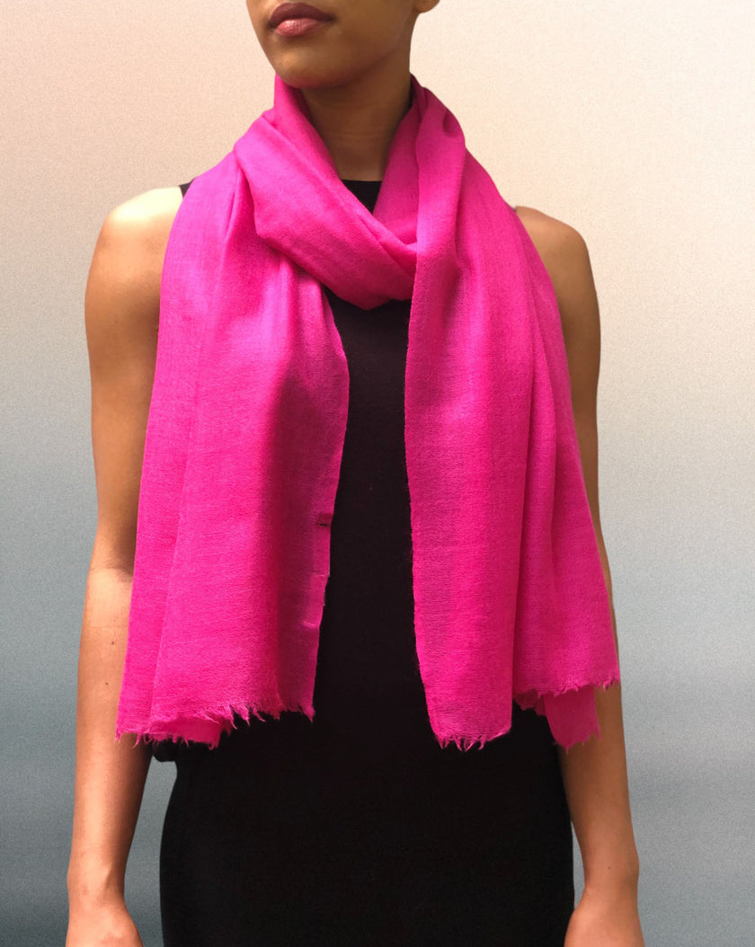 Fuchsia Solid Wool Lightweight Scarf-0