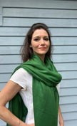 Emerald Green Solid Wool Lightweight Scarf-3