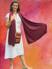 Burgundy Solid Wool Lightweight Scarf-1
