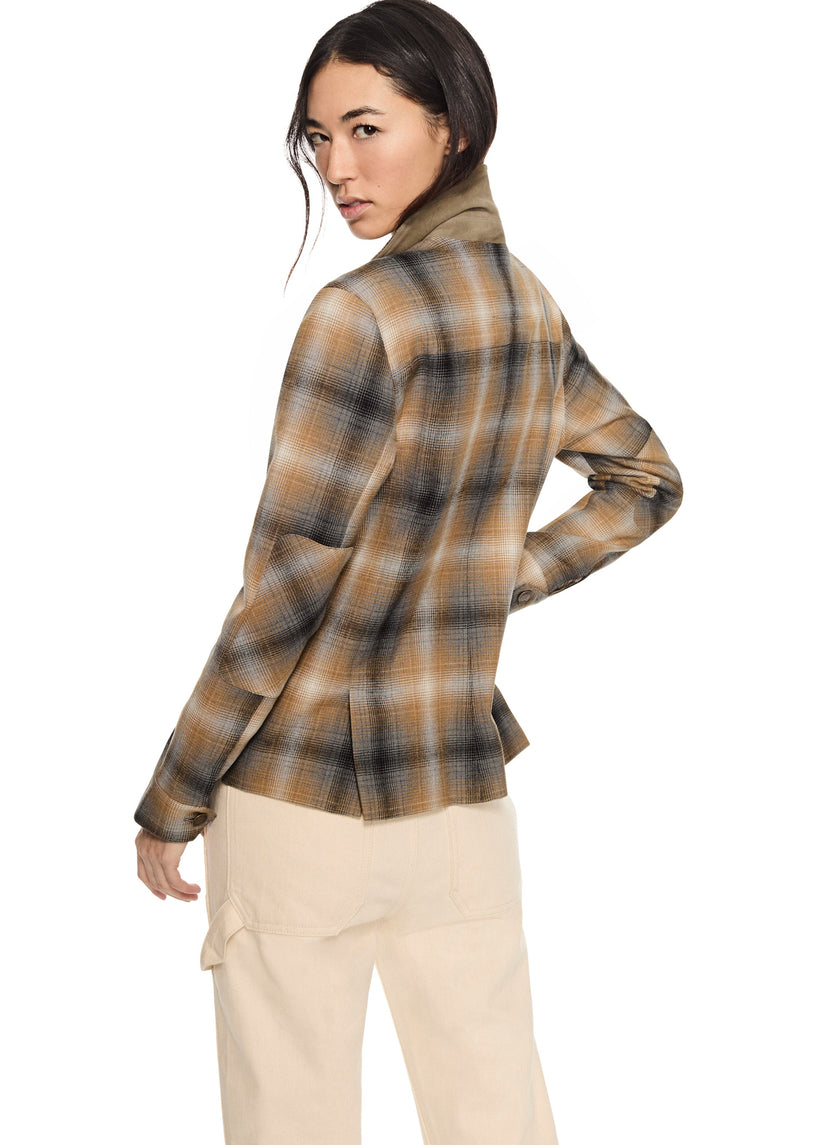 Linen-Blend Shadow Plaid Task Jacket-2