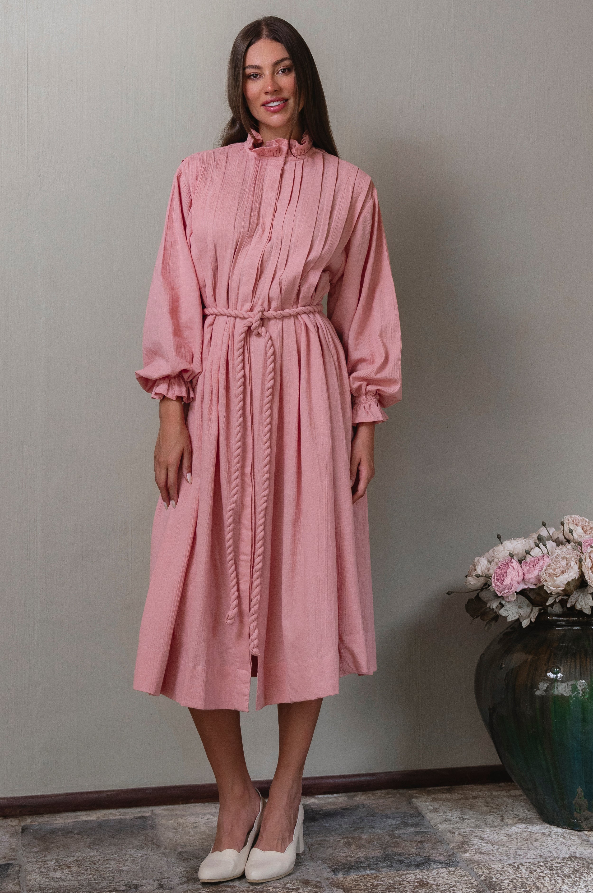 Yasmina Ruffle Linen Dress-2