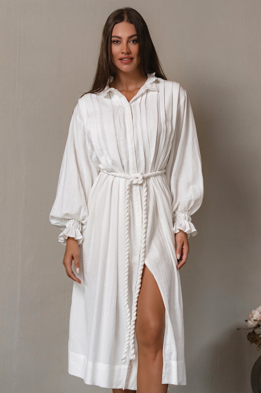 Yasmina Ruffle Linen Dress-2