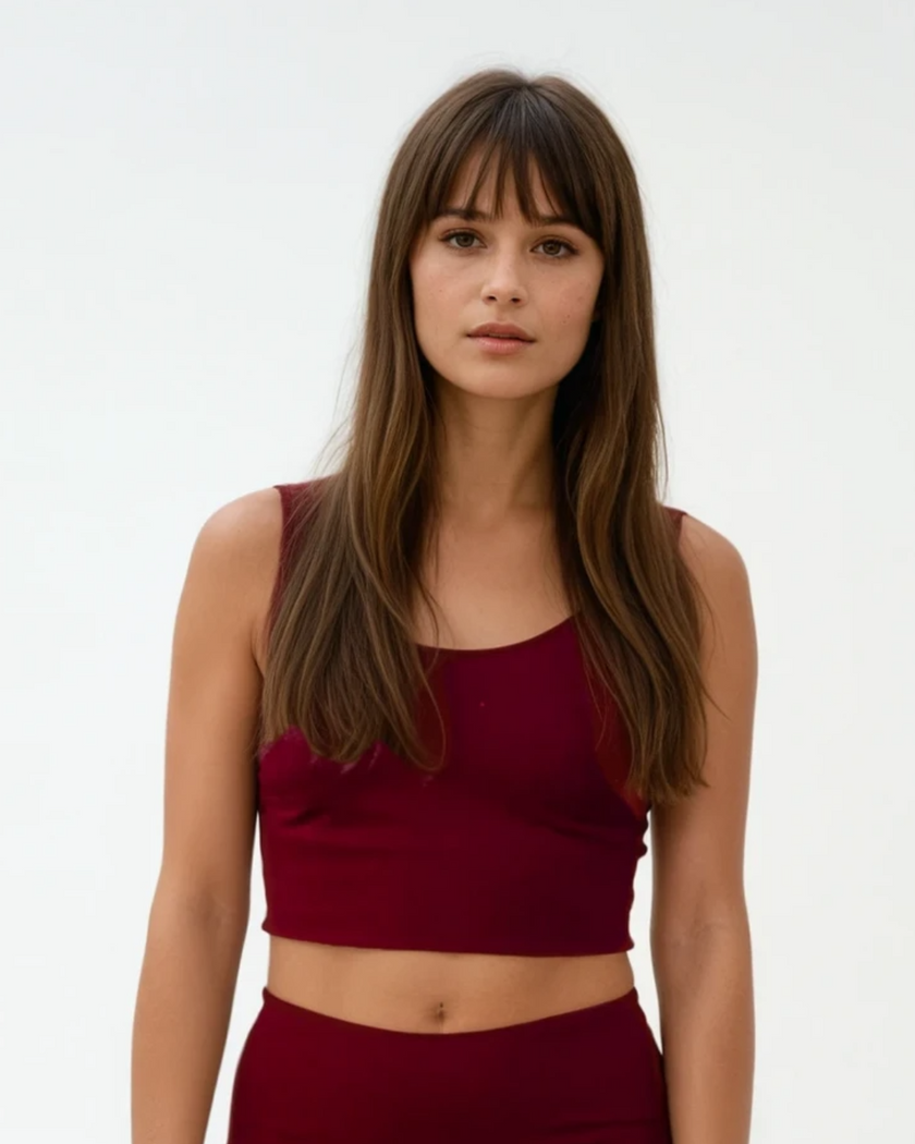 Women's Lyocell/Wool Sports Bra - Burgundy-1