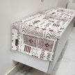 White & Maroon Tribal Table Runner | Organic Linen |  Bohemian Style | 92-305cm