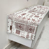 White & Maroon Tribal Table Runner | Organic Linen |  Bohemian Style | 92-305cm