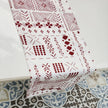 White & Maroon Tribal Table Runner | Organic Linen |  Bohemian Style | 92-305cm