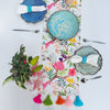 Tropical Floral Table Runner | Organic Linen | Multicolor Tassels | 92-305cm