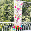 Tropical Floral Table Runner | Organic Linen | Multicolor Tassels | 92-305cm