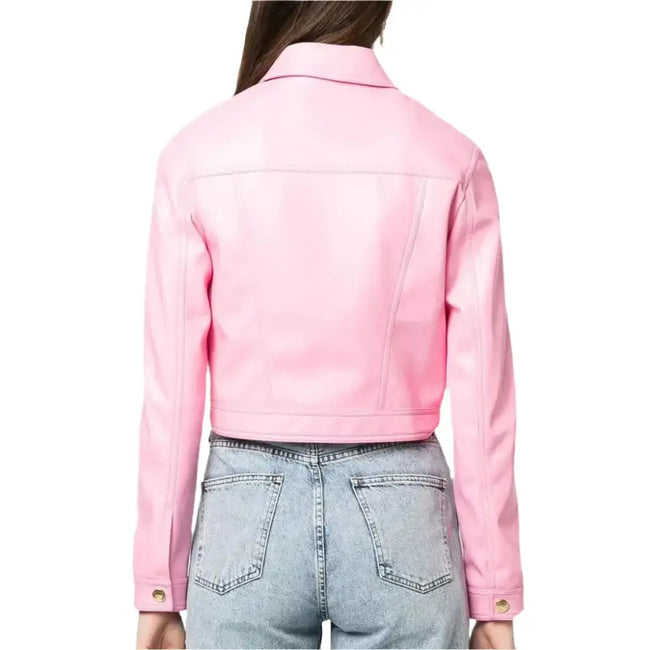 Women’s Baby Pink Barbie Summer Leather Jacket-1