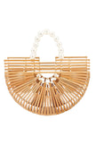 Bamboo Structure Half Circle Clutch Bag