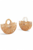 Bamboo Structure Half Circle Clutch Bag