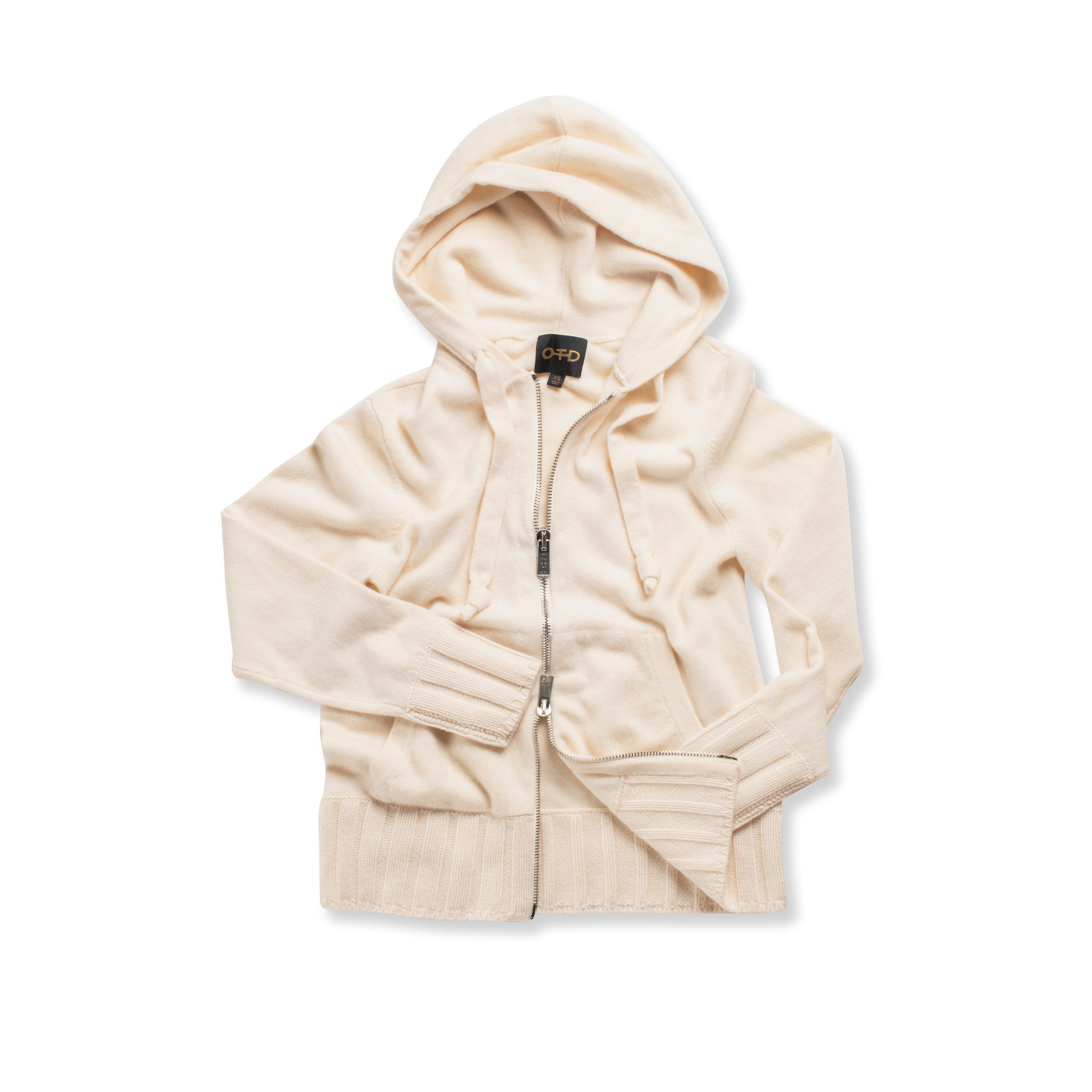 Cashmere-Blend Zipped Hoodie (Ivory)-0