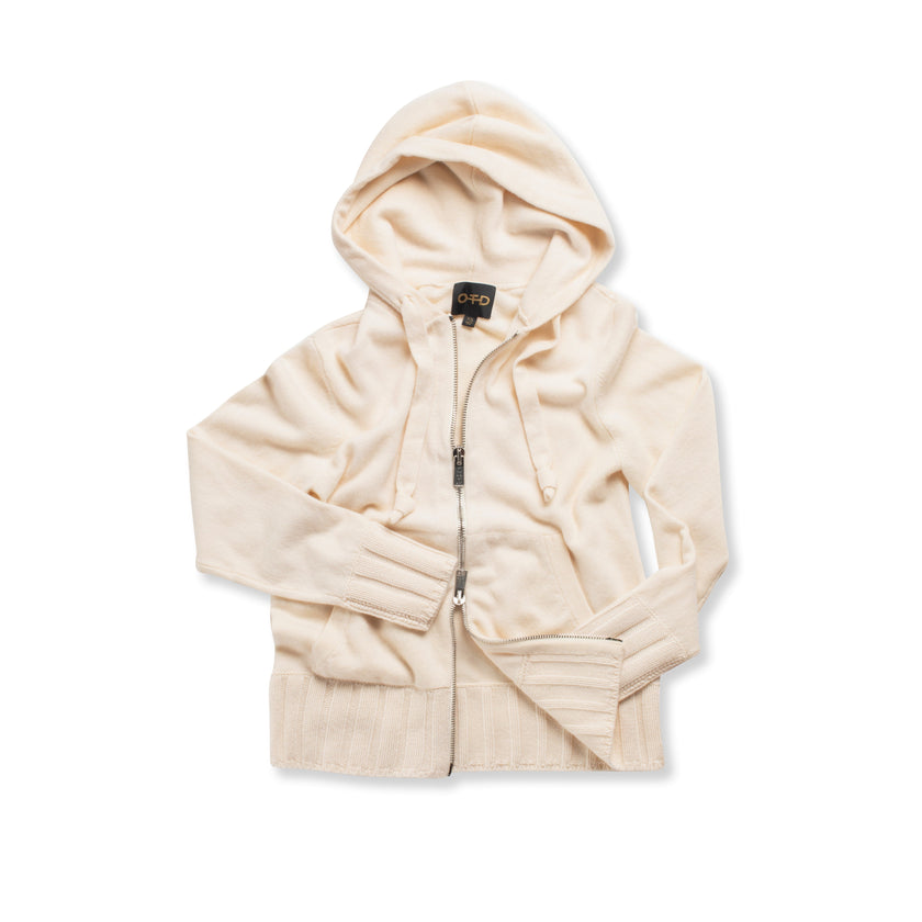 Cashmere-Blend Zipped Hoodie (Ivory)-0