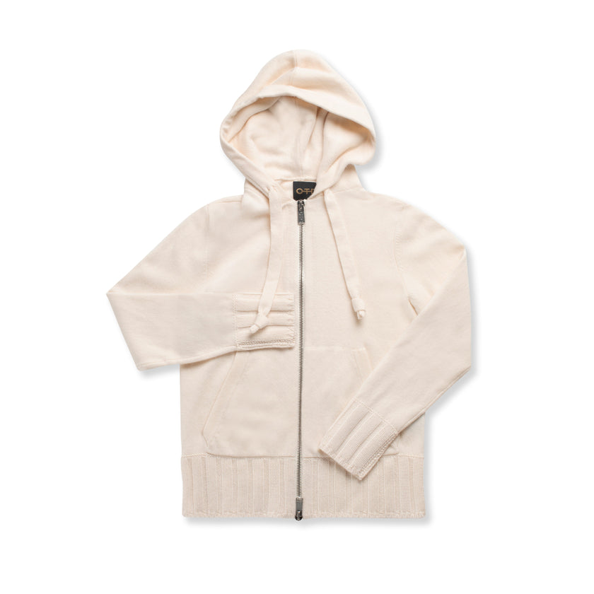 Cashmere-Blend Zipped Hoodie (Ivory)-1