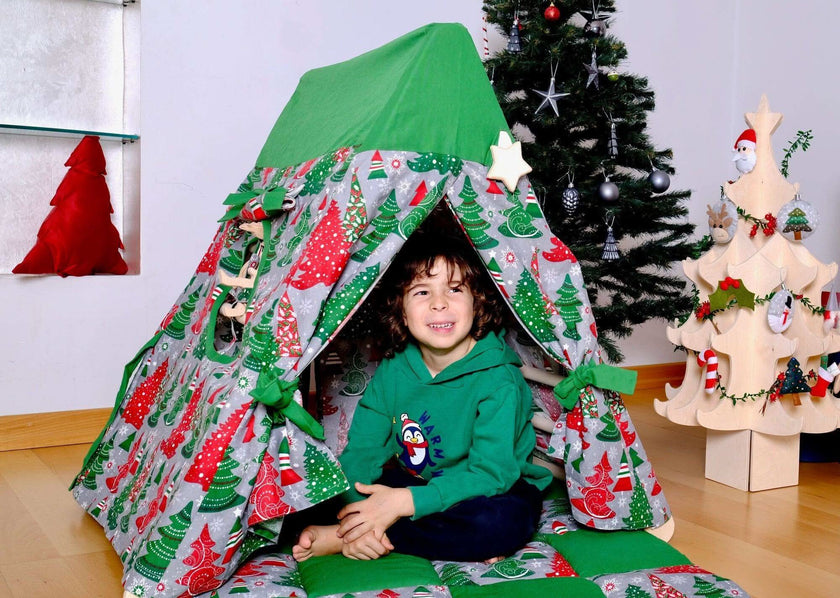Climbing Triangle with Christmas Tent Cover, Mat, Ramp | Foldable Montessori Play Set-2