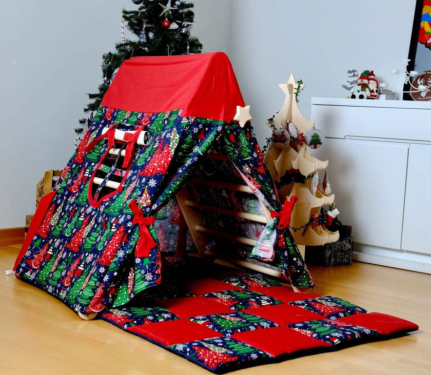Climbing Triangle with Christmas Tent Cover, Mat, Ramp | Foldable Montessori Play Set-10