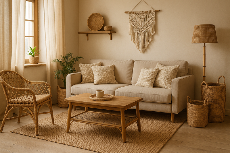 Cozy Livingroom with natural fibers