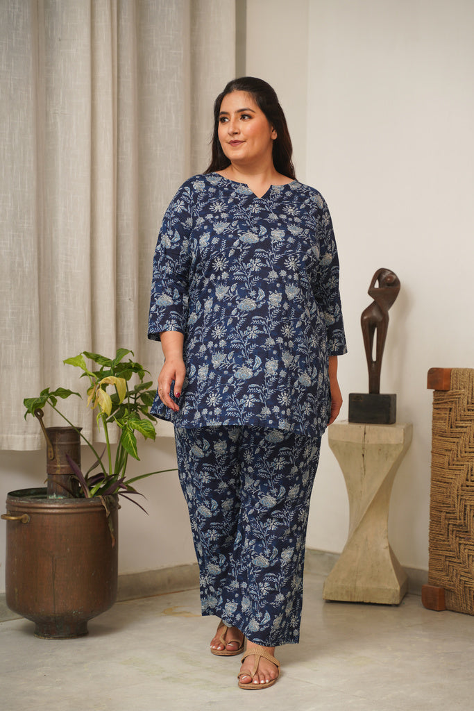 Navy Blue Floral Lounge Co-Ord Set-4