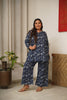 Navy Blue Floral Lounge Co-Ord Set-0