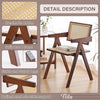 Rattan Dining Chairs Set of 2, Mid Century Modern Armchairs, Wooden Kitchen Chairs for Dining Room, Living Room, Walnut-4
