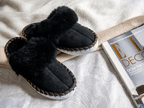 Adult Natural Sheepskin Mules - Black-1