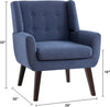Dark Blue Upholstered Tufted Midcentury Linen Armchair-1