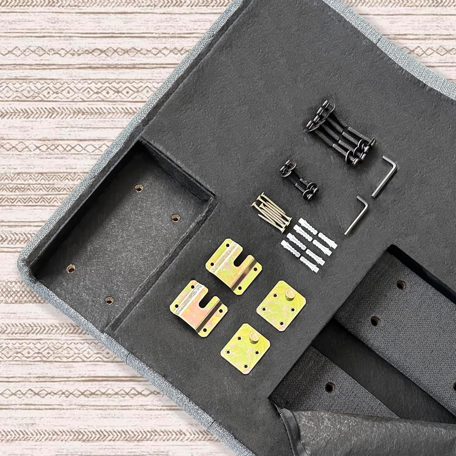 Linen Upholstered King Size Headboard with Easy Assembly-4