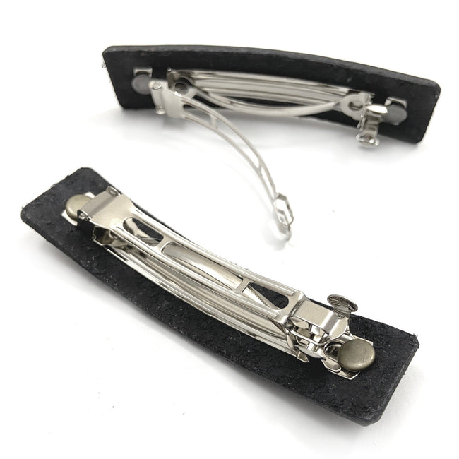 Silver and Dark Pink Mandala Leather Barrette-1