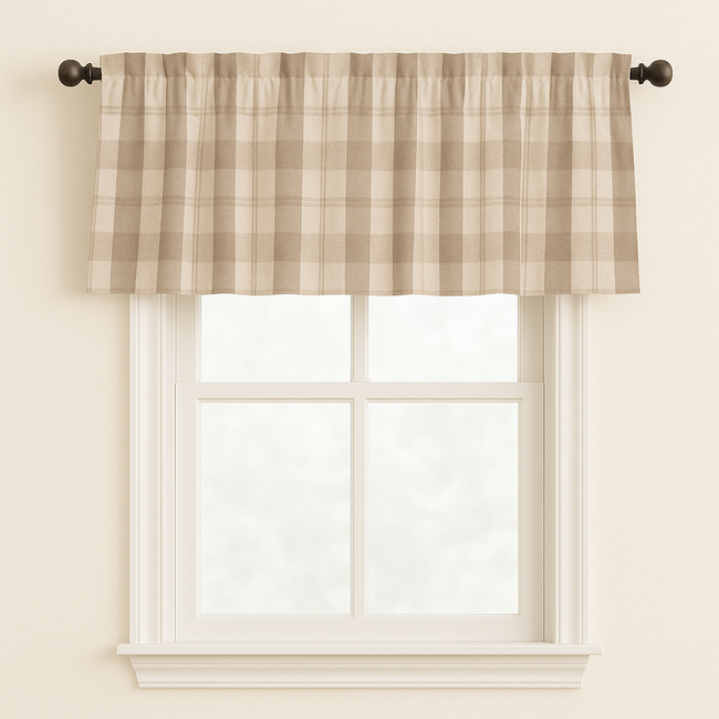 Pure Linen Check Valance Curtain – Farmhouse Window Topper – 7 Gingham Colours – Light Filtering Cotton Lined – Custom Sizes