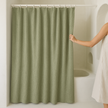 Pure Cotton Sage-Green Waffle Weave Shower Curtain – Extra-Wide & Extra-Long | Custom Sizes | Quick-Dry Bathroom Curtain